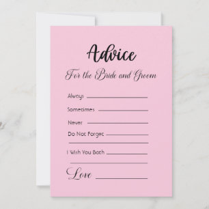 Advice For The Bride and Groom Pastel Pink Invitation