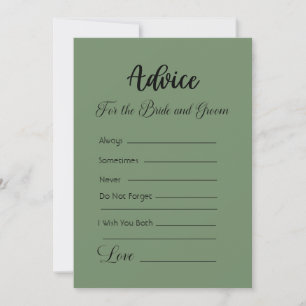 Advice For The Bride and Groom Sage Green Invitation