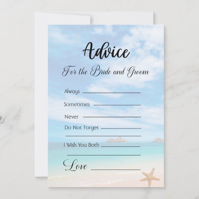 Advice For The Bride and Groom Starfish Beach Invitation (Front)