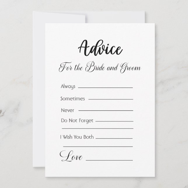 Advice For The Bride and Groom White Invitation (Front)