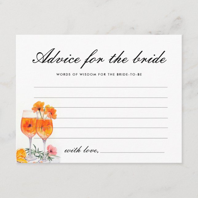 Advice for the Bride Aperol Spritz Bridal Shower Enclosure Card (Front)