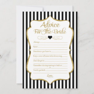 Advice For The Bride Black Gold Bridal Shower Game Card