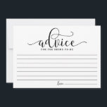 Advice for the Bride | Black Modern Calligraphy Card<br><div class="desc">Modern and whimsical card for the bride. Give advice with this modern 'advice for the bride' card. It's perfect for bridal and wedding showers.</div>