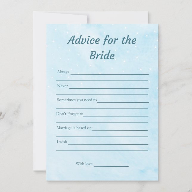 Advice for the Bride Blue Bridal Shower Game Card (Front)