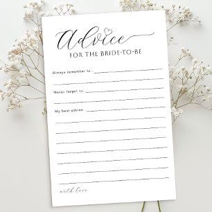 Advice for the Bride Card   Minimal Bridal Shower 
