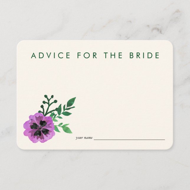 Advice for the Bride Cards | Purple Pansy (Front)