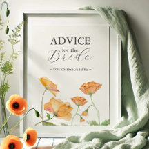 Advice For The Bride Floral Wedding Sign