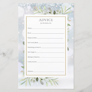 Advice For The Bride Greenery Bridal Shower Card