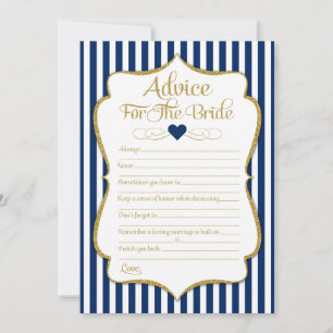 Advice For The Bride Navy Blue Gold Bridal Shower