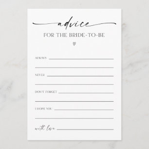 Advice For The Bride-To-Be Bridal Shower Game Program