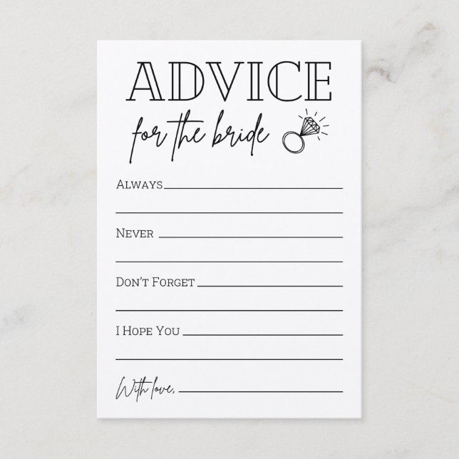 Advice For The Bride To Be Card (Front)
