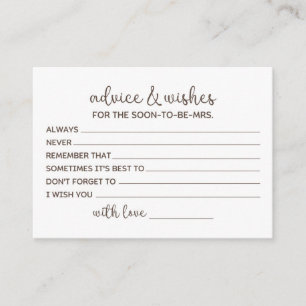 Advice for the Bride-To-Be Enclosure Card