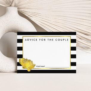 Advice for the Couple   Black Stripe & Gold Peony Card