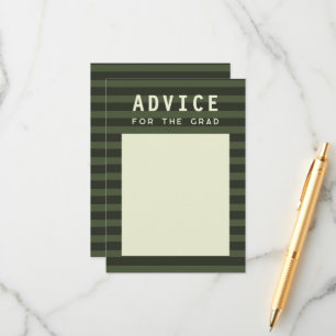 Advice for the Grad Modern Green Sporty Stripes Enclosure Card