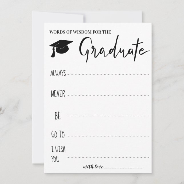 Advice For The Graduate | Words of Wisdom Invitation (Front)