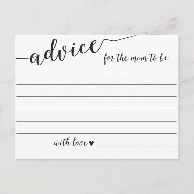 Advice for the Mum to Be Baby Shower Cards (Front)