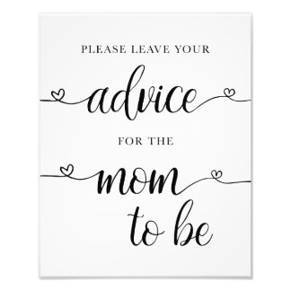 Advice for the Mum to Be Baby Shower Sign Card