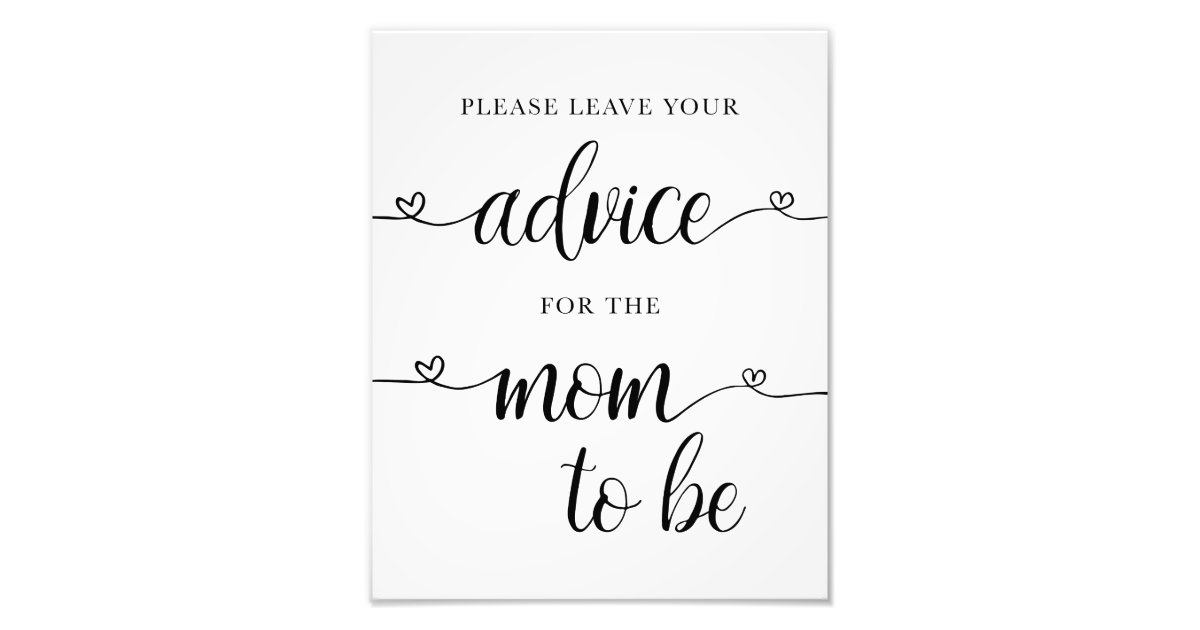 Advice for the Mum to Be Baby Shower Sign Card | Zazzle.com.au