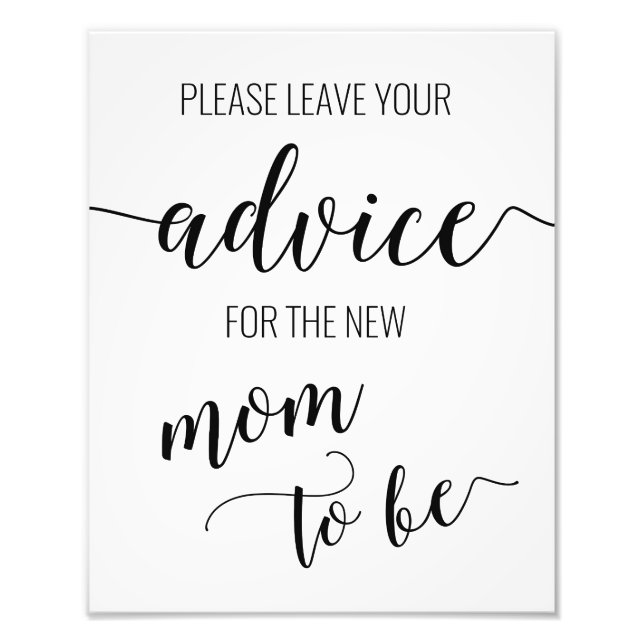 Advice for the Mum to Be Baby Shower Sign Card (Front)