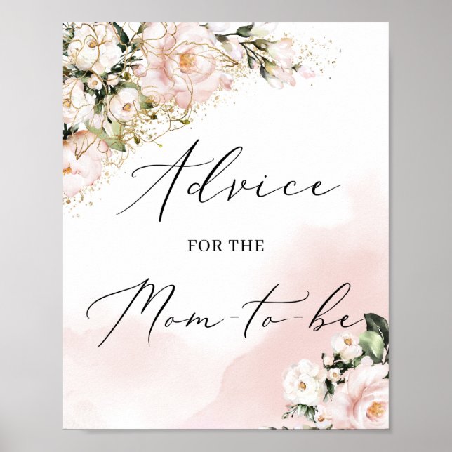 Advice for the mum-to-be game sign blush pink boho (Front)