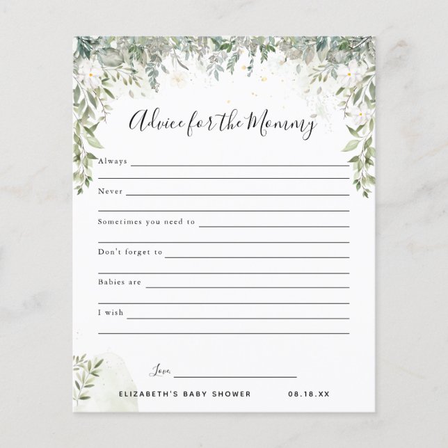 Advice for the Mummy | Baby Shower Game (Front)