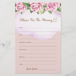 Advice For The Mummy Teddy Bear Girl Baby Shower