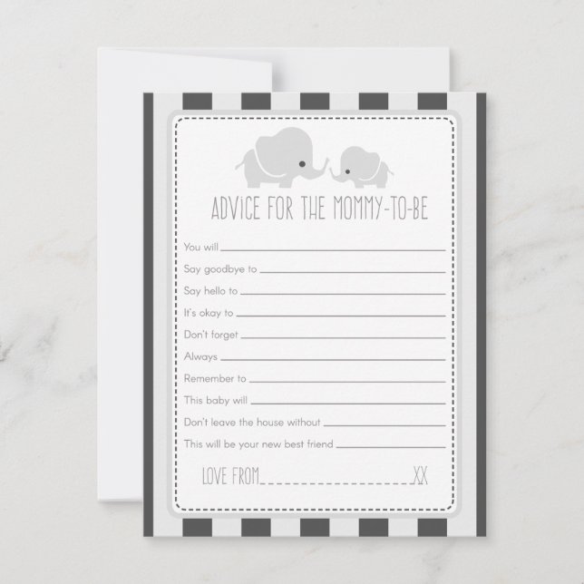 Advice for the Mummy-to-be Baby Shower Game Card (Front)