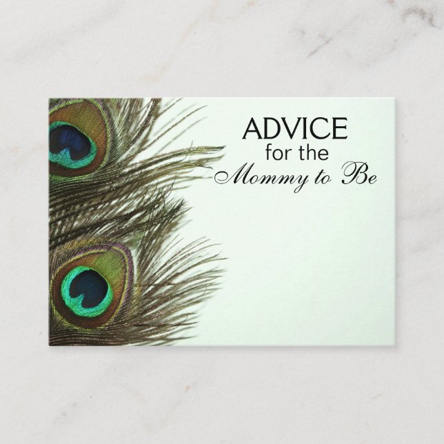 Advice for the Mummy to Be Peacock Feather Cards (Front)