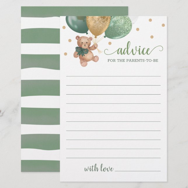 Advice For The Parents Baby Shower Teddy Bear  (Front/Back)