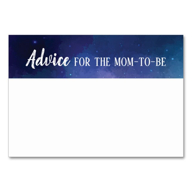 Advice for the parents / mum-to-be notecard galaxy table number (Front)