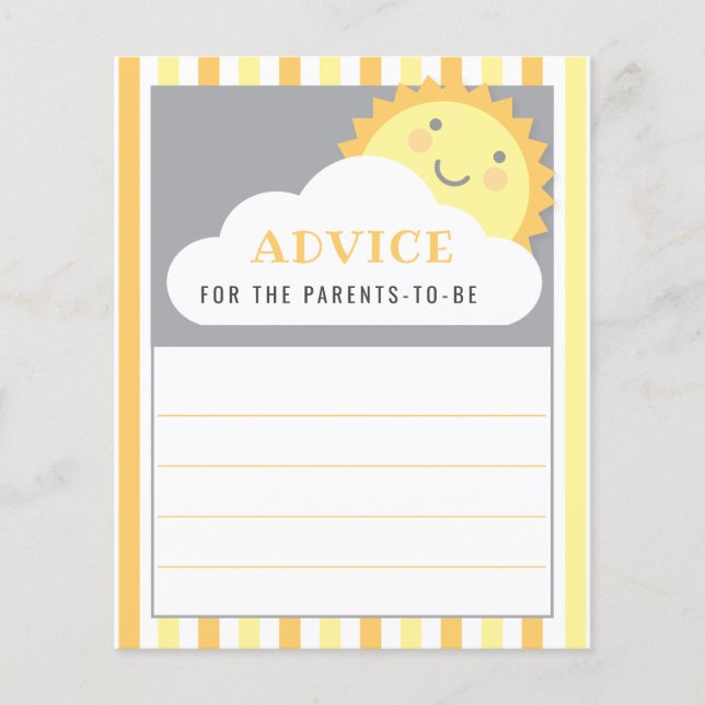 Advice for the Parents Sunshine Baby Shower Game (Front)