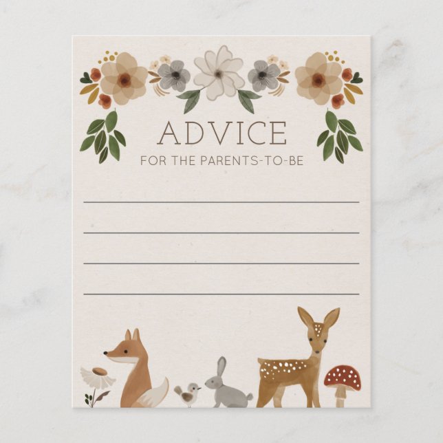 Advice for the Parents Woodland Baby Shower Game (Front)