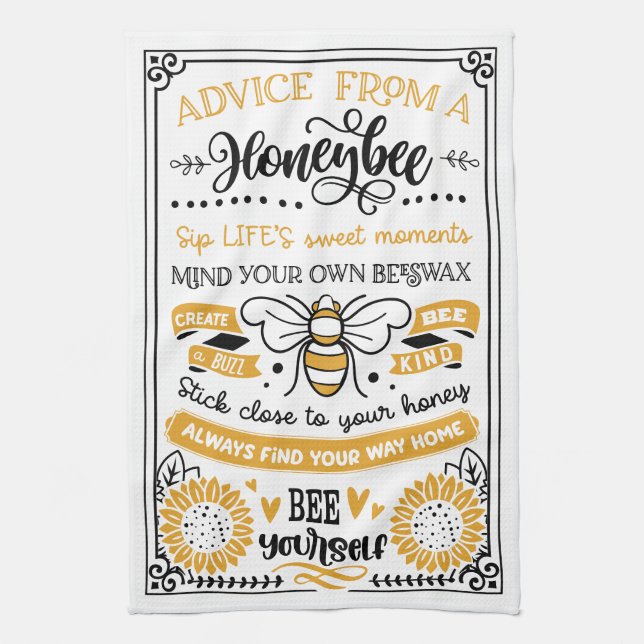 Advice from a Honeybee Tea Towel (Vertical)