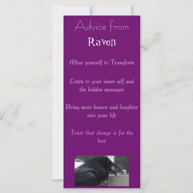 Advice from a Raven Spirit bookmark (Front)