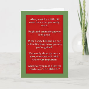 ADVICE FROM "SANTA" AT CHRISTMAS HOLIDAY CARD