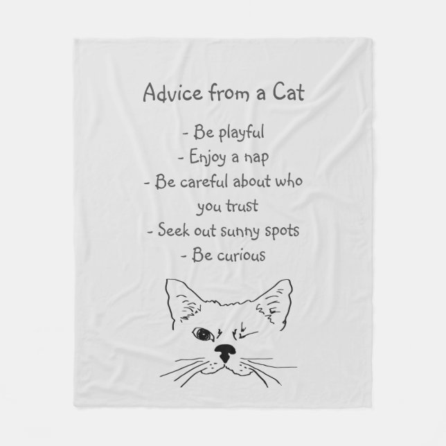 Advice from Winking Cat Fun Animal Humour Fleece Blanket (Front)
