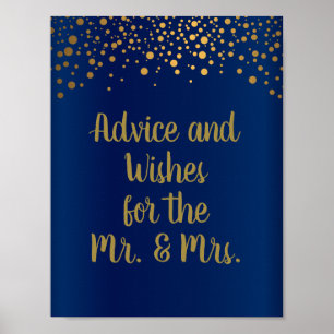 Advice - Gold Confetti Dots - Dark Blue Poster