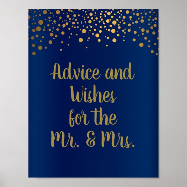 Advice - Gold Confetti Dots - Dark Blue Poster (Front)
