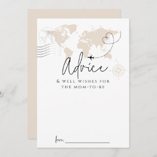 Advice mom World Map travel Baby Shower Game card