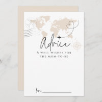 Advice mum World Map travel Baby Shower Game card