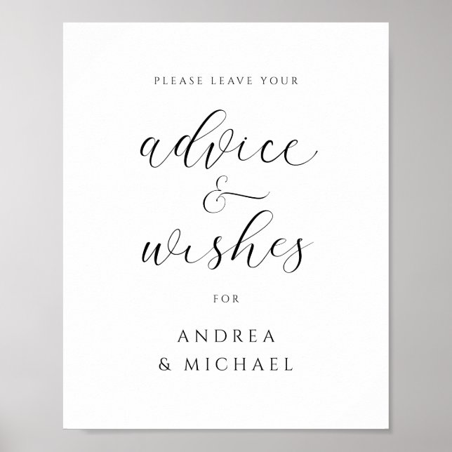 Advice Sign for Elegant Wedding Wishes (Front)
