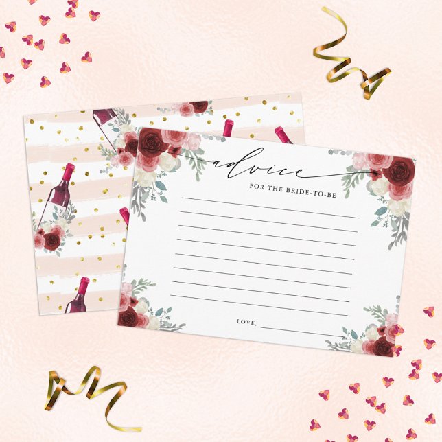 Advice The Bride To Be Red Wine Floral Enclosure Card (Creator Uploaded)