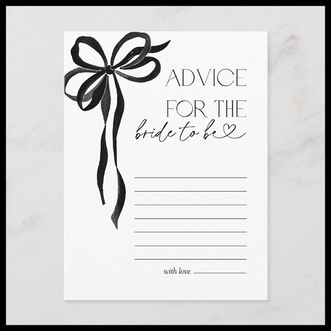 Advice To The Bride Black Bow Bridal Shower Game  Postcard (Creator Uploaded)