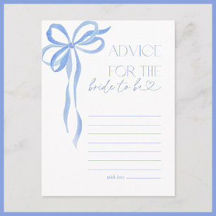 Advice To The Bride Blue Bow Bridal Shower Game  Postcard