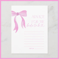 Advice To The Bride Pink Bow Bridal Shower Game