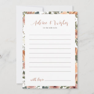 Advice & Wishes Blush Floral Fall Bridal Shower Invitation
