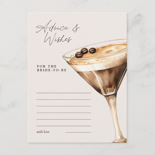 Advice & Wishes Espresso Martini Shower Game Postcard (Front)