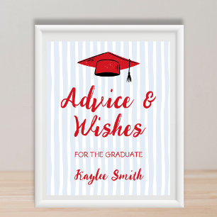 Advice & Wishes For Graduate 2025 Red & Blue Poster