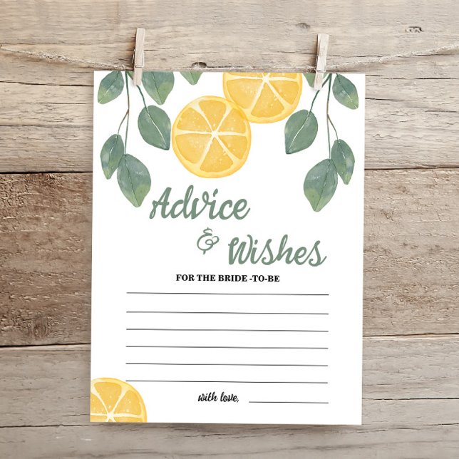 Advice & Wishes Lemon Bridal Shower Game (Creator Uploaded)