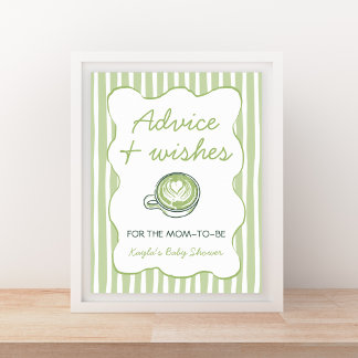 Advice & Wishes Matcha Green Tea Baby Shower Poster